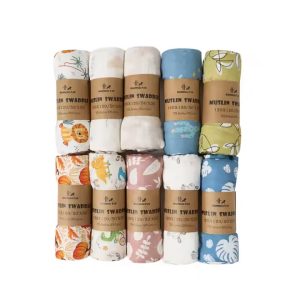 Eco-friendly Digital Print Bamboo Swaddle Muslin Fabric Squares Newborn Bamboo Baby Blanket Double Layer