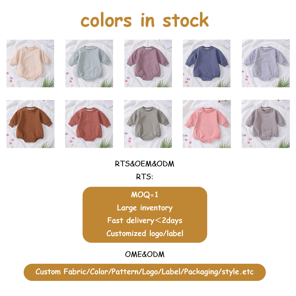 Wholesale Unisex Newborn Bubble Romper Sweatshirt Knitted Fabric Long Sleeve Baby Onesie Kids Casual Oversize Bodysuit Romper - Image 6