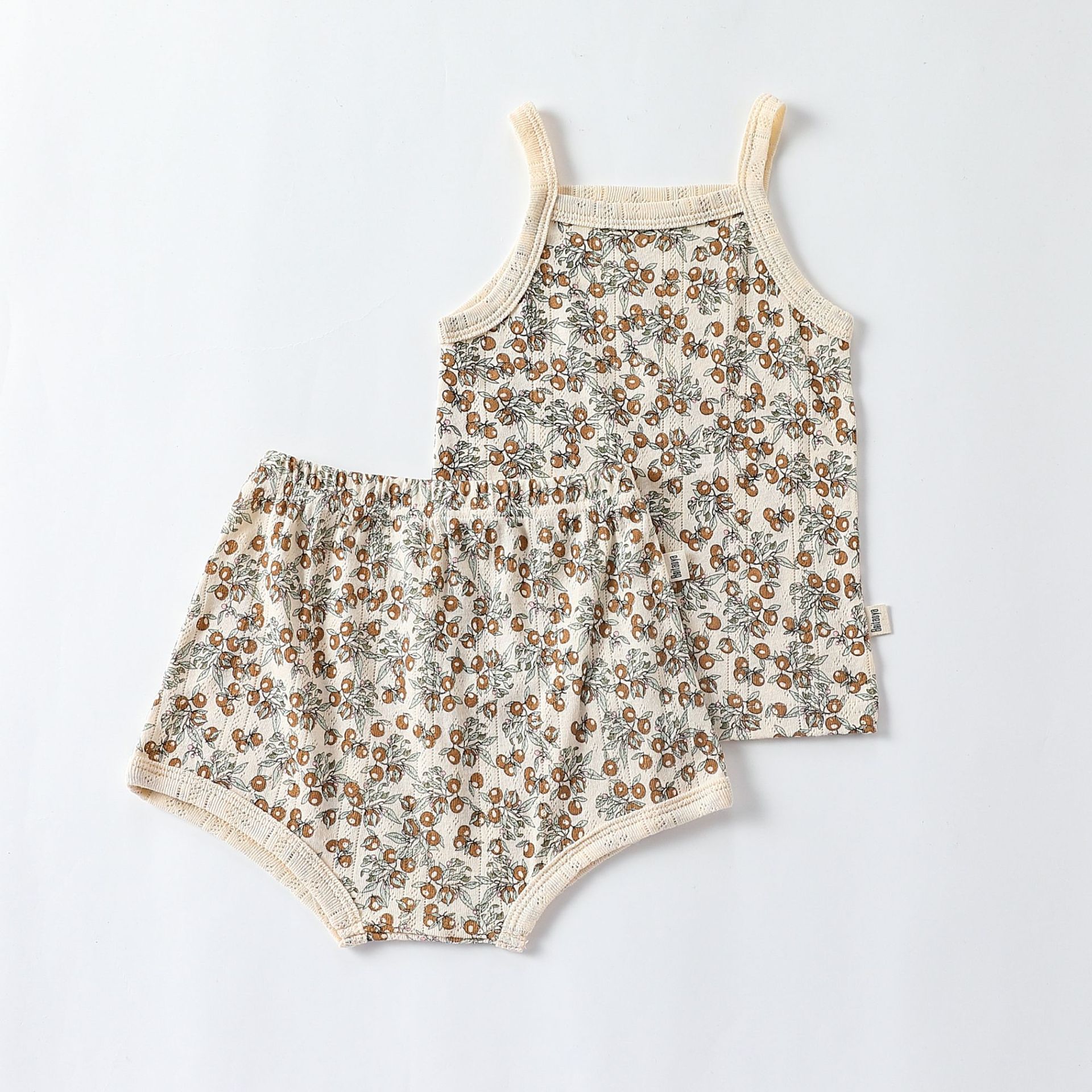 Bamboo Kids Suspenders Shorts Suit Baby Toddler Girls Clothing Sets Sleeveless Summer Floral Two-Piece Set - Image 6