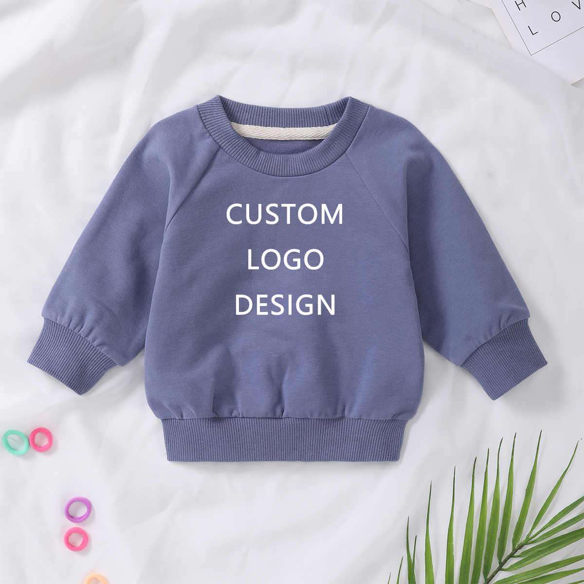 High Quality Organic Cotton Baby O-neck Sweatshirt Toddler French Terry Top Clothing Kids Unisex Long Sleeve Infant Sweatshirt - Image 2