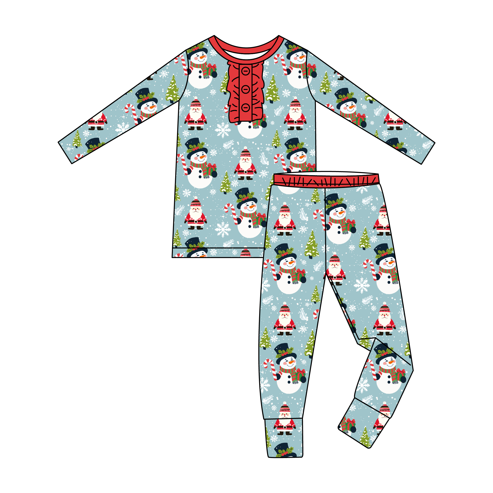 Custom Organic Bamboo Baby Pajama Set 2pcs Children Unisex Ruffle Button Shirt With Pants Casual Clothing Sleepwear Kids Pyjamas - Image 4