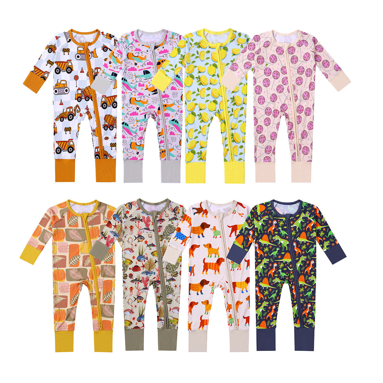 Custom Pattern Baby Infant Organic Bamboo Spandex Onesie Rompers Clothes Toddler Kid Pajamas Sleepwear Clothing Zipper Sleeper - Image 2