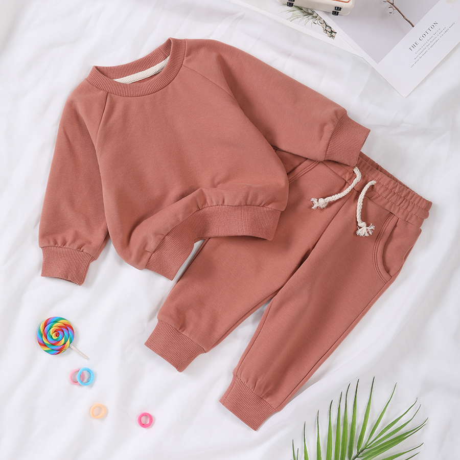 Custom logo Baby French Terry Pullover Tracksuits Sets Long Sleeve Breathable Hoodies Jogger Clothes Children Sweatshirt Sets - Image 4