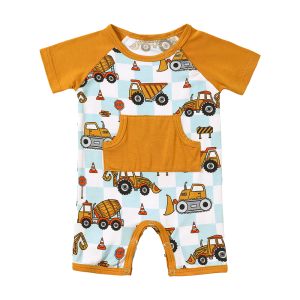Wholesale Organic Bamboo Infant Romper Bodysuit Newborn Short Sleeve Snap Button Pattern Onesie Sleeper Pajama Baby Jumpsuit
