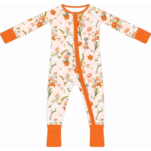 Wholesale Custom Print Custom Logo Baby Bamboo Clothes Spring Flower Baby Rompers Kids Clothes Bamboo Pajamas