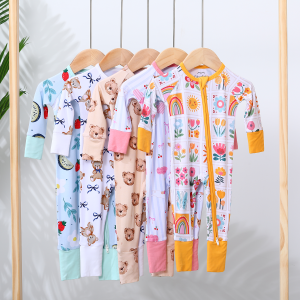 High Quality Organic Bamboo Newborn Pajama Clothes Romper Long Sleeve Onesie Pijama Nightgown Baby Clothing Sets for Girls