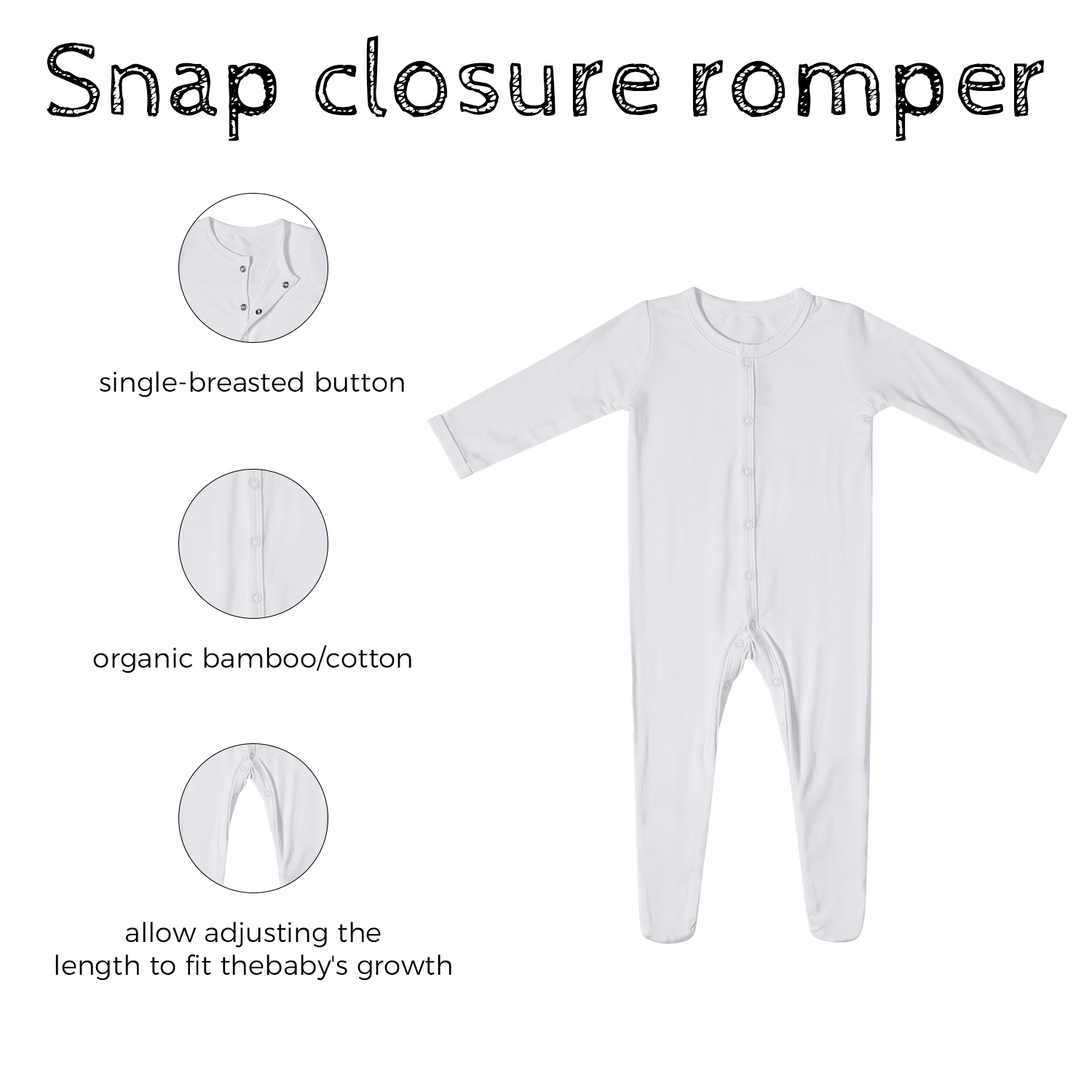 High Quality Toddler Organic Bamboo Solid Bodysuit Clothing Infant Pjs Snap Button Closure Casual Pajama Sleepwear Footed Romper - Image 3