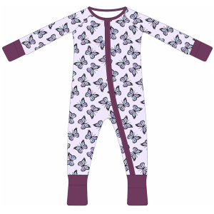 Custom Printed Fold Over Cuff Foldable Socks 95% Bamboo 5% Spandex Zipper Sleeper Baby Toddler Pajamas Romper Sleepwear
