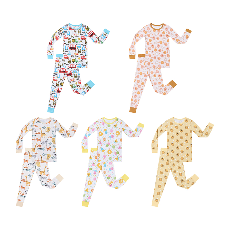 Custom Print Bamboo Baby Toddler Sleepwear Pjs Clothing Set Kid Long Sleeve Two Pieces Pajamas Sets - Image 2