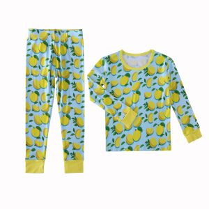 Custom Print Bamboo Baby Sleep Suit 95% Bamboo 5%Spandex Long Sleeve Kids Pajamas Clothes Set Soft Breathable Sleepwear