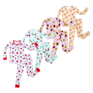 Custom Print Bamboo Girl's Boy's Two Pieces Pajamas Kid Toddler Children's Sleepwear Clothing Set