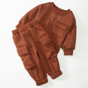 Organic Cotton Children Two Piece Tracksuit Set Kids Sweatshirt Baby Jogger Sets Kids Clothing Sweat Suit Jogger Set for Kids