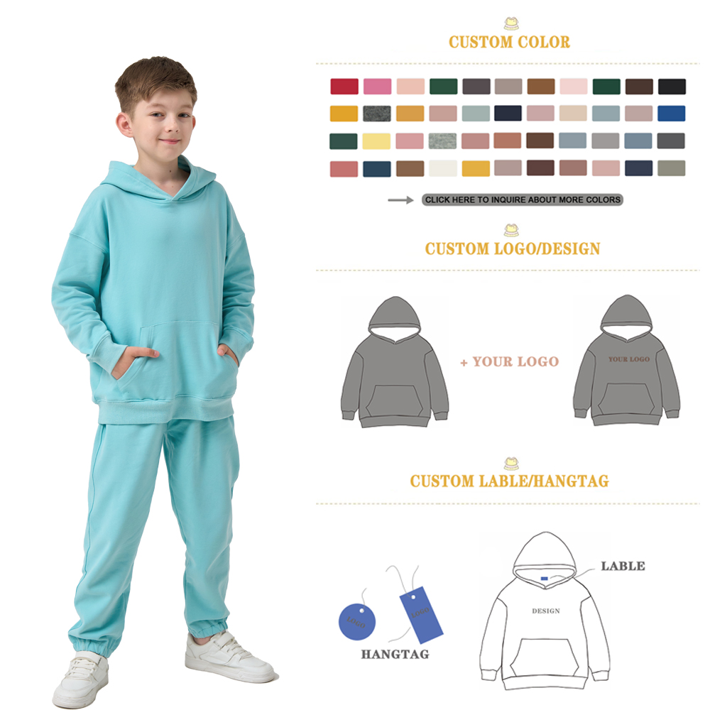 Wholesale Baby Sweatshirt Hoodies Tracksuits Sets Child Hoodie and Jogging Set French Terry Sweatpants and Hoodie Set for Kids - Image 4