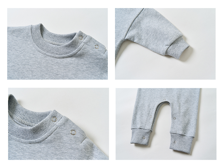 Custom Color Unisex 70% Bamboo 30% Cotton Long Sleeve Baby Romper Snap Button Jumpsuit Toddler Baby Bubble Sweatshirt Romper - Image 3