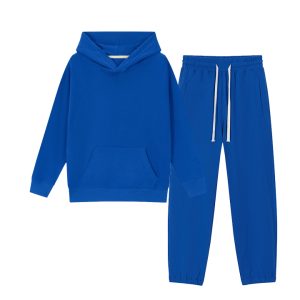 High Quality Solid Color French Terry 100% Cotton Children's Hoodie Set Blank Kids Oversized Tracksuit Hoodie Sweatshirt Set
