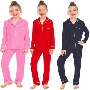 Comfortable Children 2 Pieces Bamboo Kids Sleepwear Pajamas Set Long Sleeve Sleepwear for Kids Girl Boy