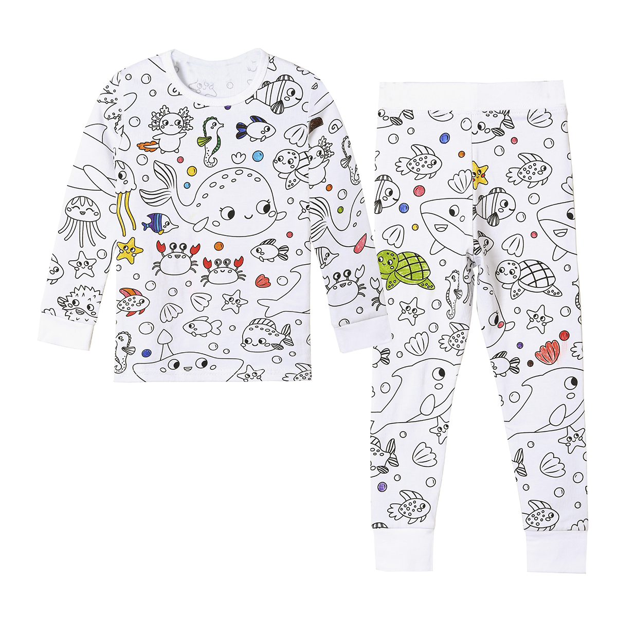 DIY Colouring Clothing Sets Cotton Long Sleeve Kids DIY Color 2 PCS Sets Children Sleepwear Coloring Pajamas for Kids
