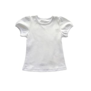 High Quality Plain Organic Cotton Toddler t Shirt Puff Sleeve Short Clothes Super Soft Round Neck Summer Children t Shirt