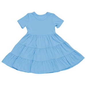 Hot Selling Infant Girls Tiered Dresses Solid Color Soft Bamboo Toddler Twirl Layers Dress Children Skirt Clothes Girls Dress
