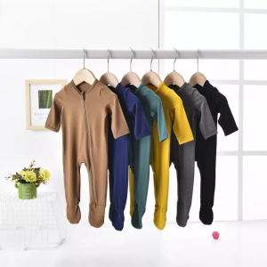 Bamboo Rayon Spandex Baby Footed Toddler Pajamas Romper Zip Front Sleep n Play Sleeper Infant Baby Clothes Jumpsuit Romper