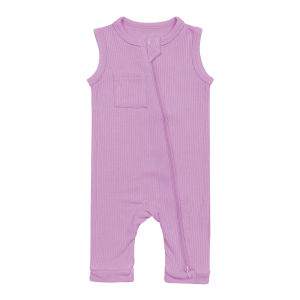 Custom Organic Bamboo Solid Baby Romper Sleeveless Two Way Zipper Ribbed Bodysuit Sleepwear Infant Unisex Onesie with Pocket