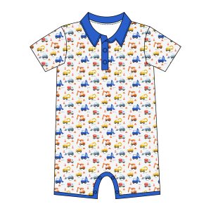 High Quality Bamboo Spandex Summer Short Sleeve Baby Romper Polo Shortall Pajama Newborn Print Pattern One Piece Kids Bodysuit