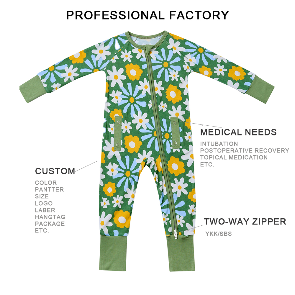 Intubation Friendly Design Baby Clothes 95% Bamboo 5% Spandex Soft Newborn Pajamas Jumpsuit Baby Romper with Side-Snap Openings - Image 2