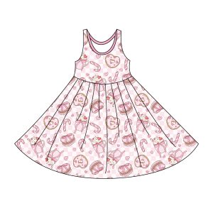 Customized Pattern Baby Girls Twirly Dresses Organic Bamboo Sleeveless Twirl Dress Clothing Casual Breathable Children Dresses
