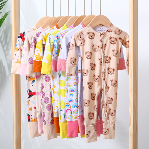 OEM ODM Baby Bamboo Clothes Infant Jumpsuit Sleepers Kids Pajamas Baby One Piece Sleepwear Clothing Custom Toddler Zipper Romper