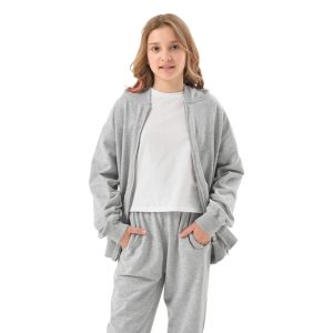 Wholesale Full Zip Hoodies Puls Size French Terry 100% Zip up Sweatshirts Kids Casual Tracksuit Hoodie Set Children Jogger Set