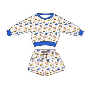 Organic Bamboo Cotton Jogger Set Baby Clothes Long Sleeve Baby Sweatshirt Set Tracksuits Kids Sweatshirt Short Two Piece Set