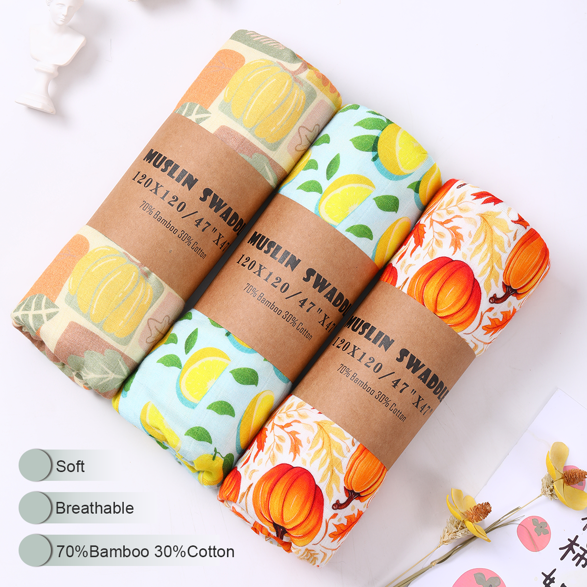 Super Soft Baby Muslin Swaddle Wrap Blanket Customized Printing 2 Layers Infant 70% Bamboo 30% Organic Cotton Swaddle Blanket - Image 4