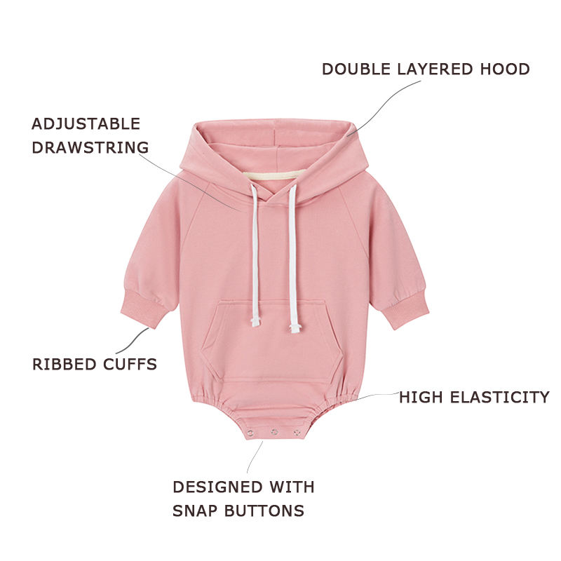 Private Logo French Terry Solid Long Sleeved Oversize Toddler Hoodies Sweatshirts Infant Jumpsuit Baby Sweatshirt Romper - Image 2