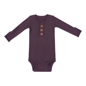 Custom Baby Unisex Ribbed Bamboo Bodysuit Solid Long Sleeve Plain Snap Button Sleeper Jumpsuit Toddler Knit Bodysuit Onesie