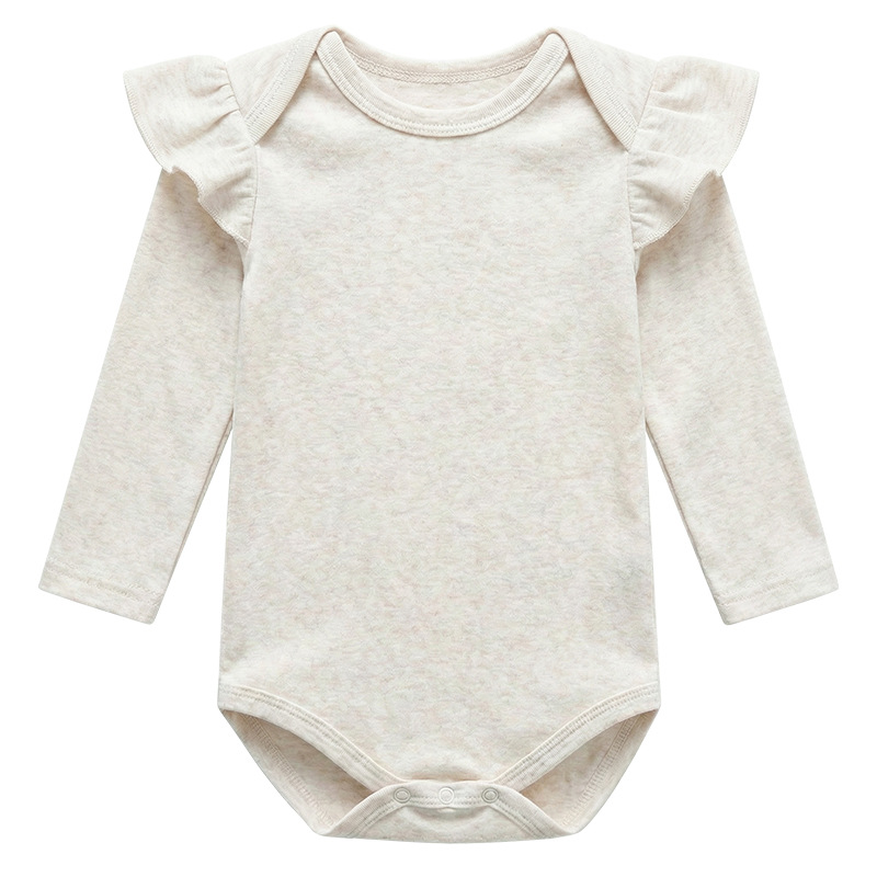 Customized Bamboo Spandex Children Unisex Onesie Pajama Ruffle Long Sleeve Solid Newborn One Piece Bodysuit Sleepwear Kid Romper - Image 3