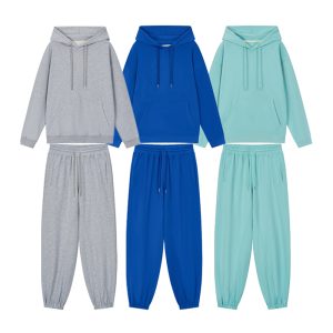 Fashion French Terry 100% Cotton Plus Size Blank Casual Women's and Men's Hoodies Sweatshirts Set Mens Tracksuit Set