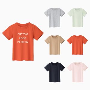 Custom 100% Pima Cotton Kids Girl Boy T-Shirts O Neck Short Sleeved Children Clothing Solid Color Summer Top Shirt