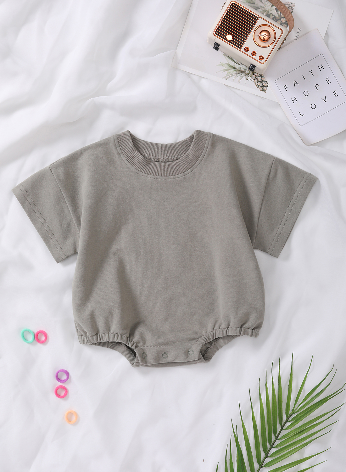 Custom Summer Organic Bamboo Cotton Newborn Infant Bodysuit Baby Unisex Romper Sweatshirt Short Sleeve Infant Onesie Baby Romper - Image 6
