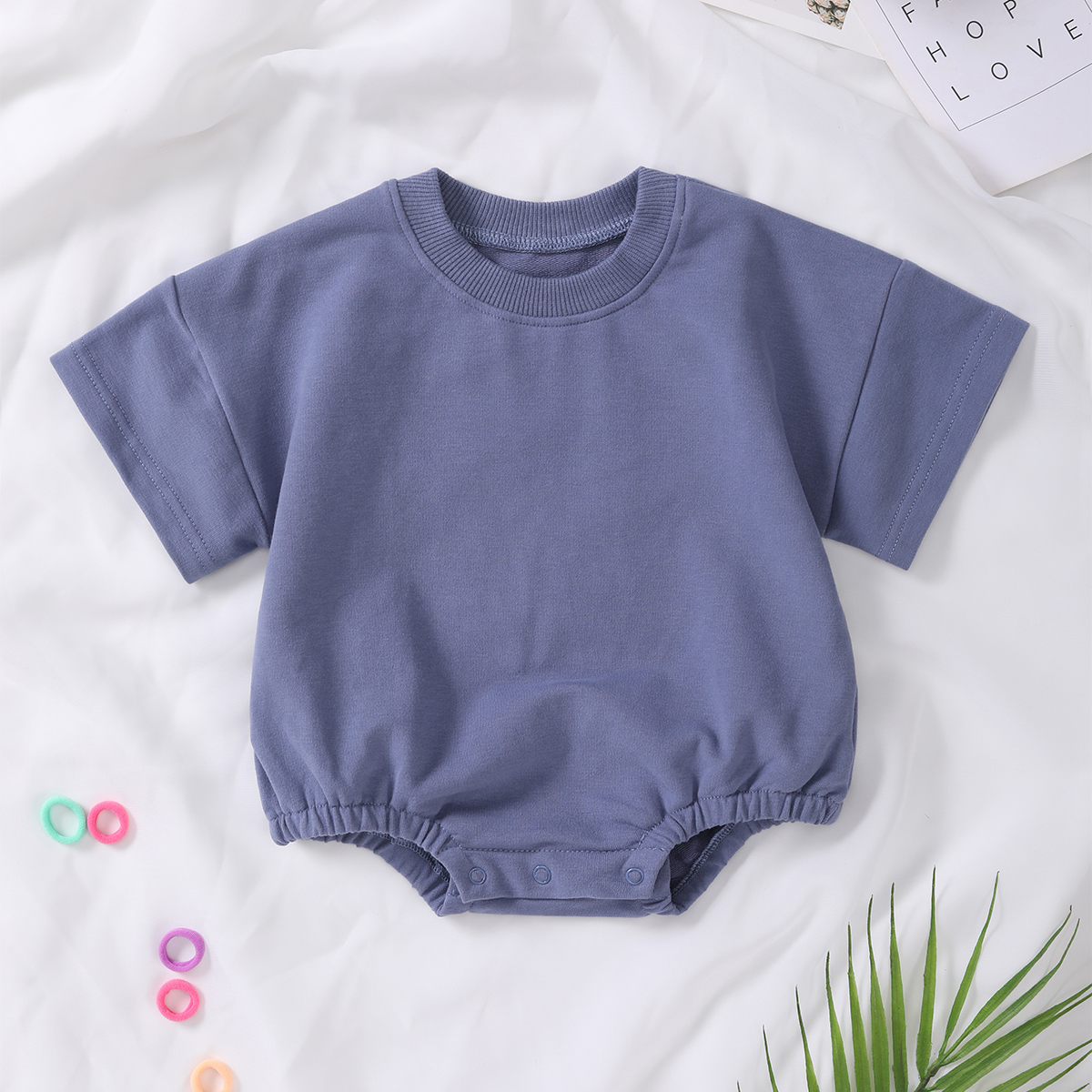 Customized Logo Short Sleeved Cotton Toddler Kid Oversized Sweatshirt Onesie Newborn Baby Sweater Romper - Image 2