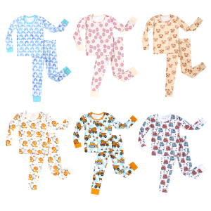 Wholesale Custom Kids Bamboo Pajamas Children's Sleepwear Clothing Baby Toddler Two Pieces Clothes Set