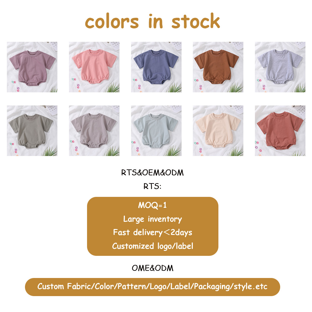 Customized Logo Short Sleeved Cotton Toddler Kid Oversized Sweatshirt Onesie Newborn Baby Sweater Romper - Image 5