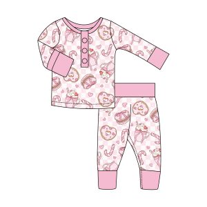 Custom Organic Bamboo Baby Pajama Sets 2pcs Long Sleeve Printing Pattern Children Homewear Nightgown Toddler Pyjama Sets