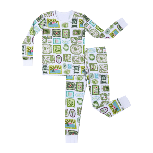 Custom Print Organic Bamboo Kid Christmas Pajamas Baby Toddler Sleepwear Pjs Clothing Set Children Two Pieces Set