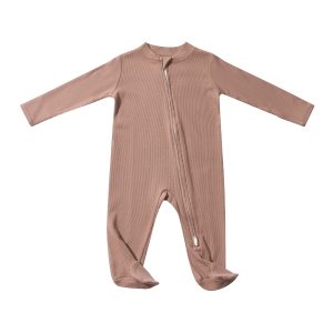 OEM ODM Ribbed Stretch Baby Clothing Newborn Baby Clothes Zip Romper Infant Jumpsuit Footed Sleeper Toddlers Pajamas