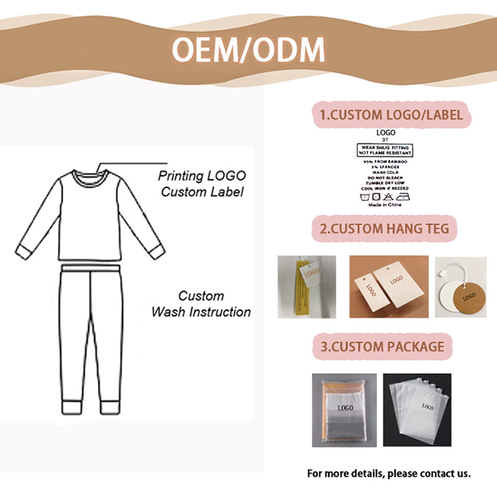 Custom Print Baby Organic 95% Bamboo 5% Spandex Pajamas Set Kids Pants Pajamas Sleepwear Clothes Wholesale Christmas Baby Bamboo - Image 6