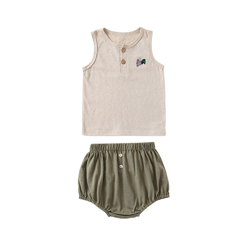 Custom Sleeveless New Born Baby Clothes Set Summer Toddler Sets Two Piece New Born Little Girls Boys Clothing Sets - Image 5