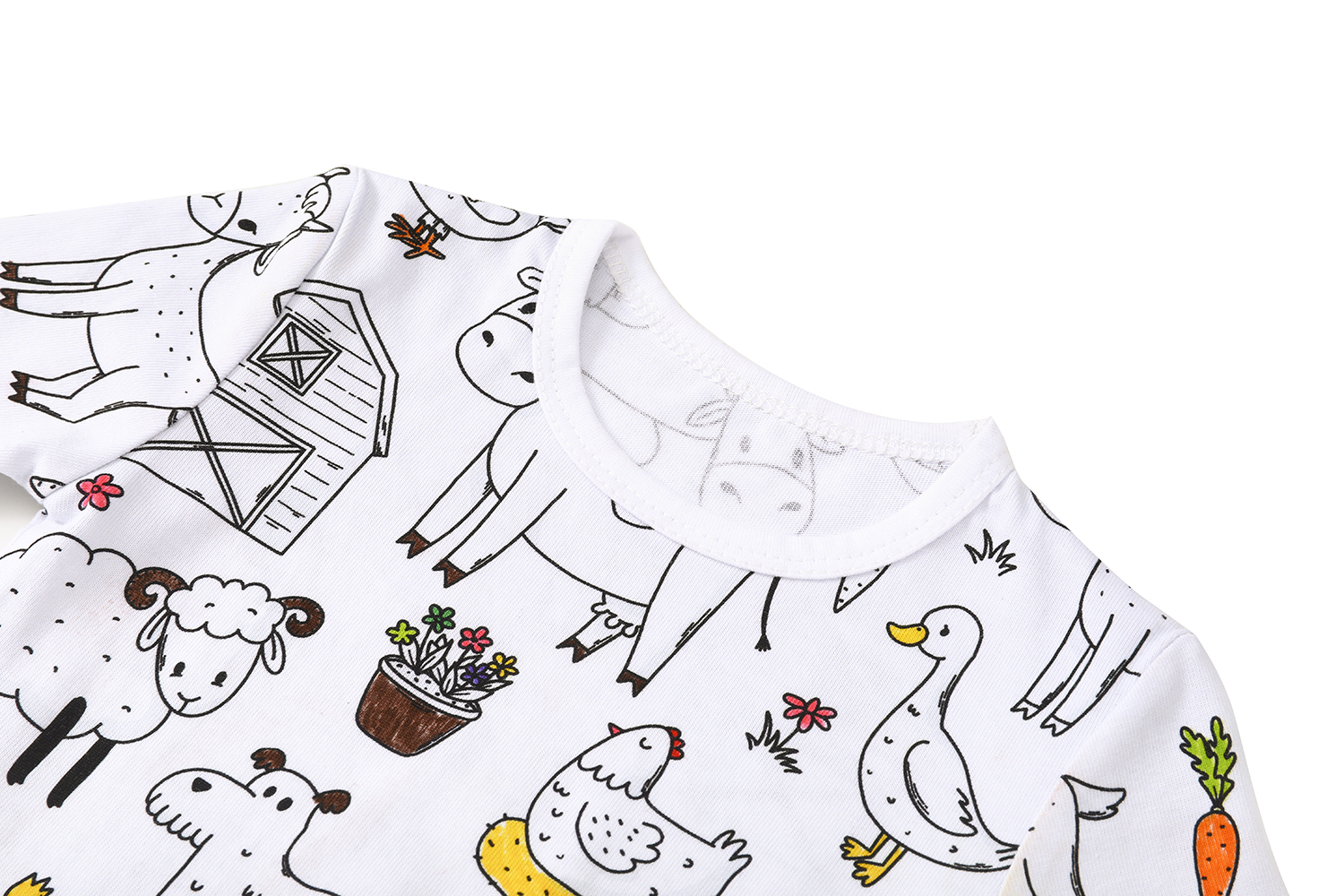 Customize DIY Kid Coloring Pajamas Hand Painted Homewear 2 Pcs Set 100% Organic Cotton Graffiti Pajama Coloring Pajamas for Kids - Image 4