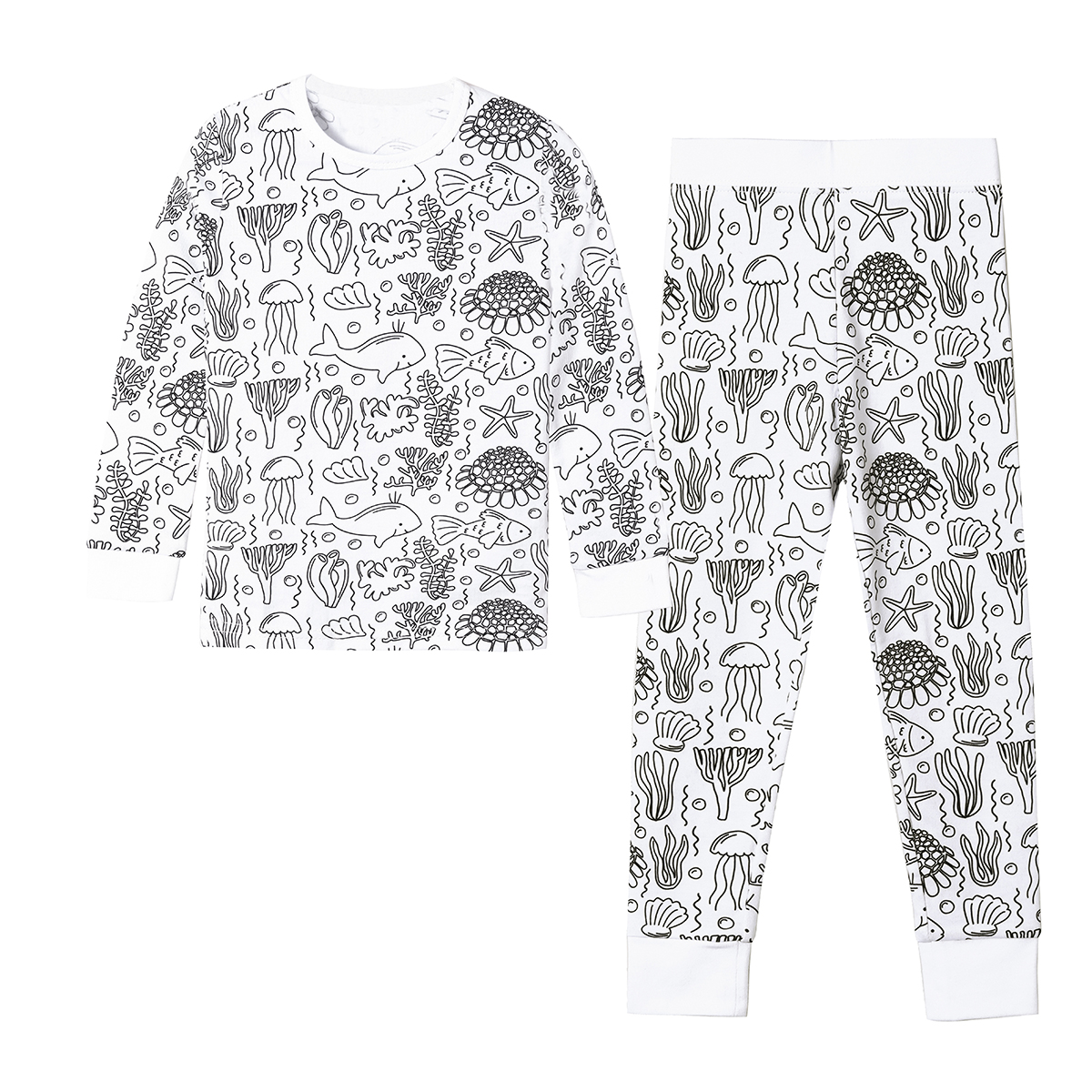 Customize 100% Organic Cotton DIY Coloring Pajamas Two Piece Set Kids Hand-drawn Graffiti Coloring Clothing for Children