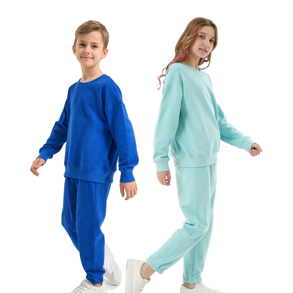 OEM 280GSM 360GSM Casual Tracksuit Kids 2 Piece Jogger Sets Baby Kids Crew Neck Pullovers Children Sweatshirt and Sweatpants Set - Image 2