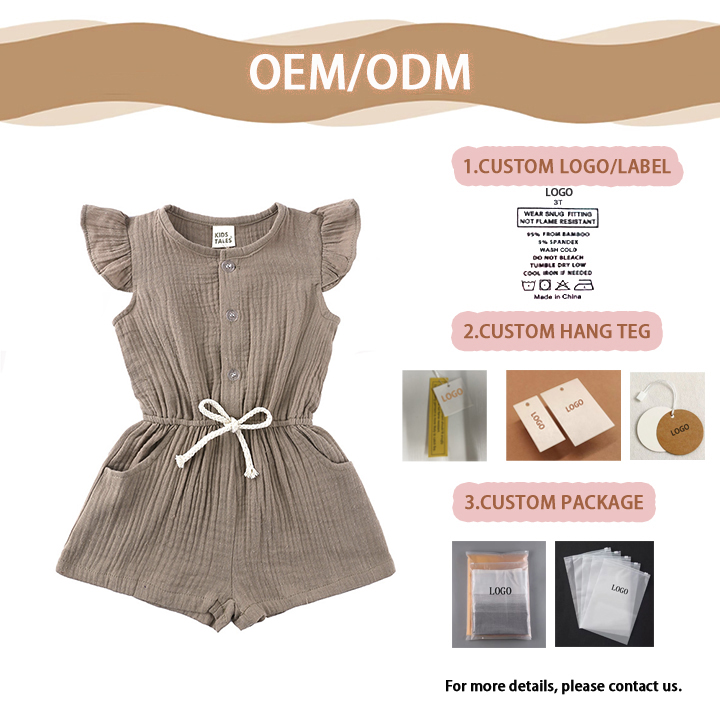 NEW Muslin Baby Clothes Sleeveless Baby Jumpsuit Children Short Romper Cotton Gauze Fly Sleeve Kids Girls One-Piece Clothing - Image 5